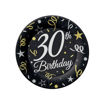 Picture of 30TH BIRTHDAY BLACK & GOLD PLATES 18CM 6 PACK